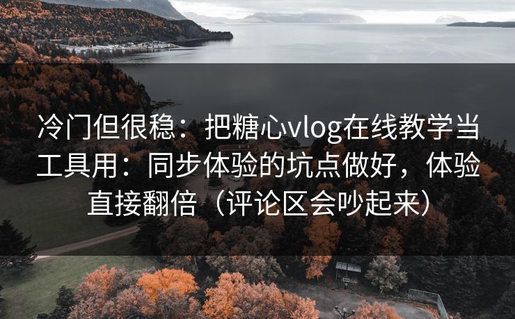 冷门但很稳：把糖心vlog在线教学当工具用：同步体验的坑点做好，体验直接翻倍（评论区会吵起来）