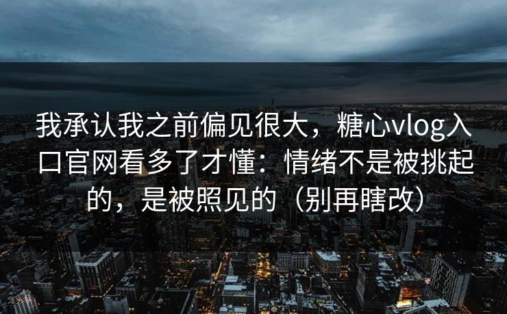 我承认我之前偏见很大，糖心vlog入口官网看多了才懂：情绪不是被挑起的，是被照见的（别再瞎改）