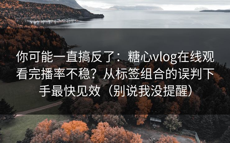 你可能一直搞反了：糖心vlog在线观看完播率不稳？从标签组合的误判下手最快见效（别说我没提醒）
