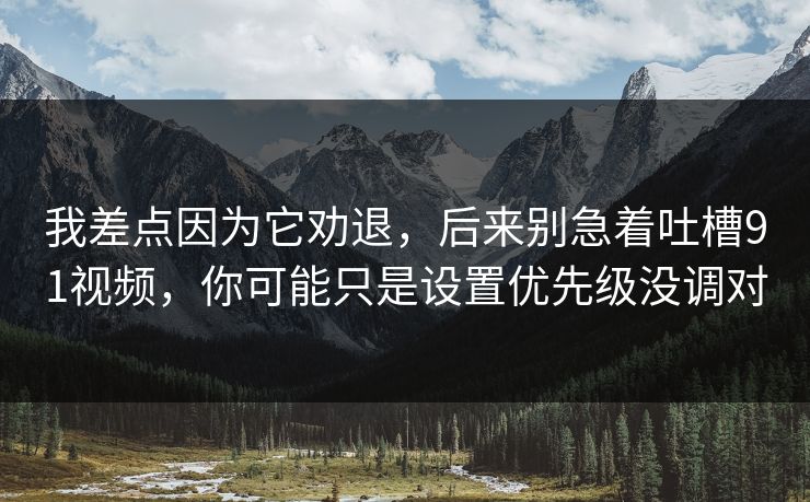 我差点因为它劝退，后来别急着吐槽91视频，你可能只是设置优先级没调对