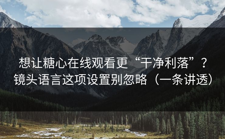 想让糖心在线观看更“干净利落”？镜头语言这项设置别忽略（一条讲透）