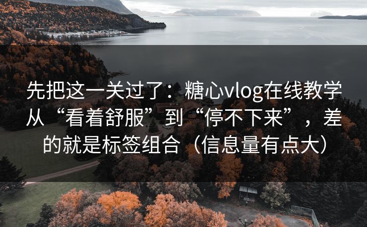 先把这一关过了：糖心vlog在线教学从“看着舒服”到“停不下来”，差的就是标签组合（信息量有点大）