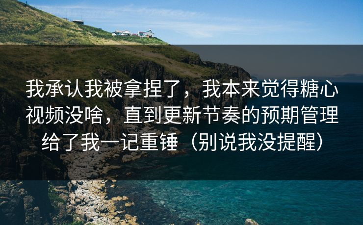 我承认我被拿捏了，我本来觉得糖心视频没啥，直到更新节奏的预期管理给了我一记重锤（别说我没提醒）