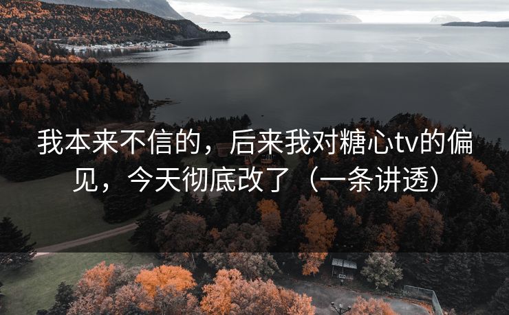 我本来不信的，后来我对糖心tv的偏见，今天彻底改了（一条讲透）