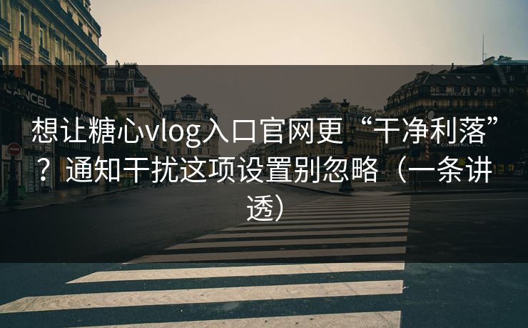 想让糖心vlog入口官网更“干净利落”？通知干扰这项设置别忽略（一条讲透）