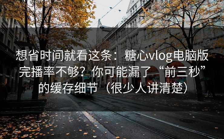想省时间就看这条：糖心vlog电脑版完播率不够？你可能漏了“前三秒”的缓存细节（很少人讲清楚）