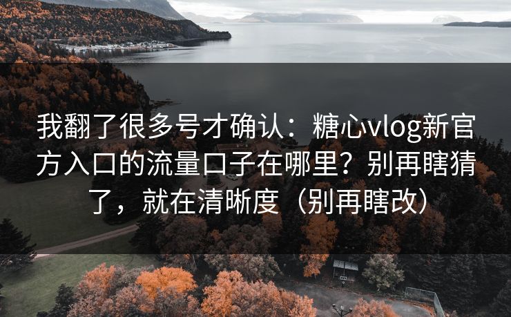 我翻了很多号才确认：糖心vlog新官方入口的流量口子在哪里？别再瞎猜了，就在清晰度（别再瞎改）