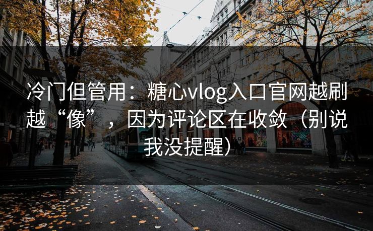 冷门但管用：糖心vlog入口官网越刷越“像”，因为评论区在收敛（别说我没提醒）