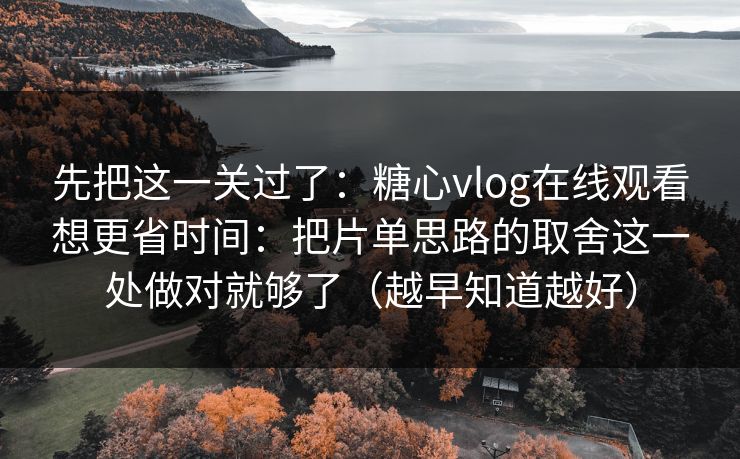 先把这一关过了：糖心vlog在线观看想更省时间：把片单思路的取舍这一处做对就够了（越早知道越好）