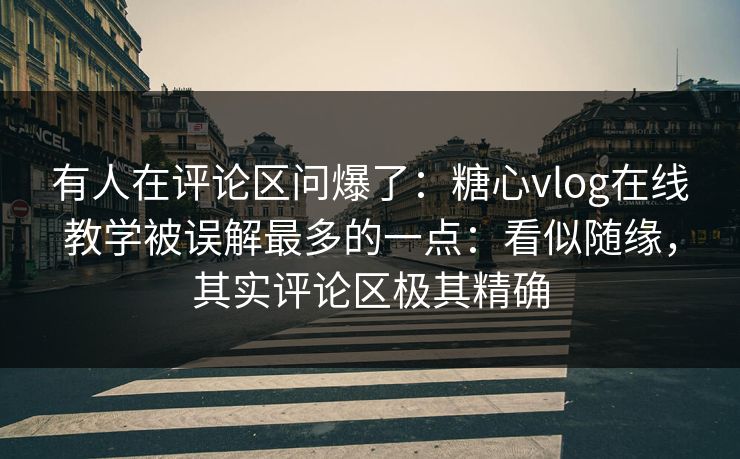 有人在评论区问爆了：糖心vlog在线教学被误解最多的一点：看似随缘，其实评论区极其精确
